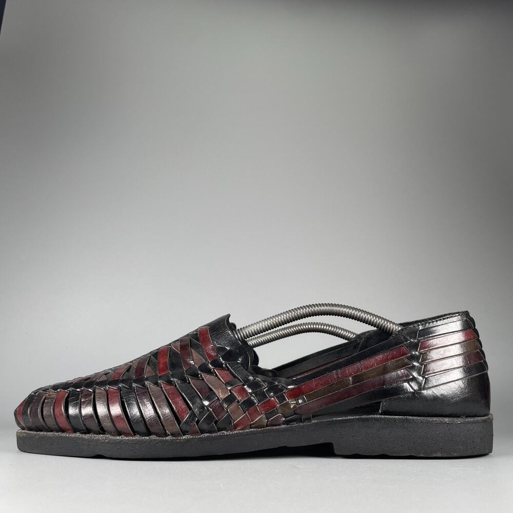 Sunsteps Huarache Men's Size 12 Black Hand Woven Leather Slip On Loafers Casual